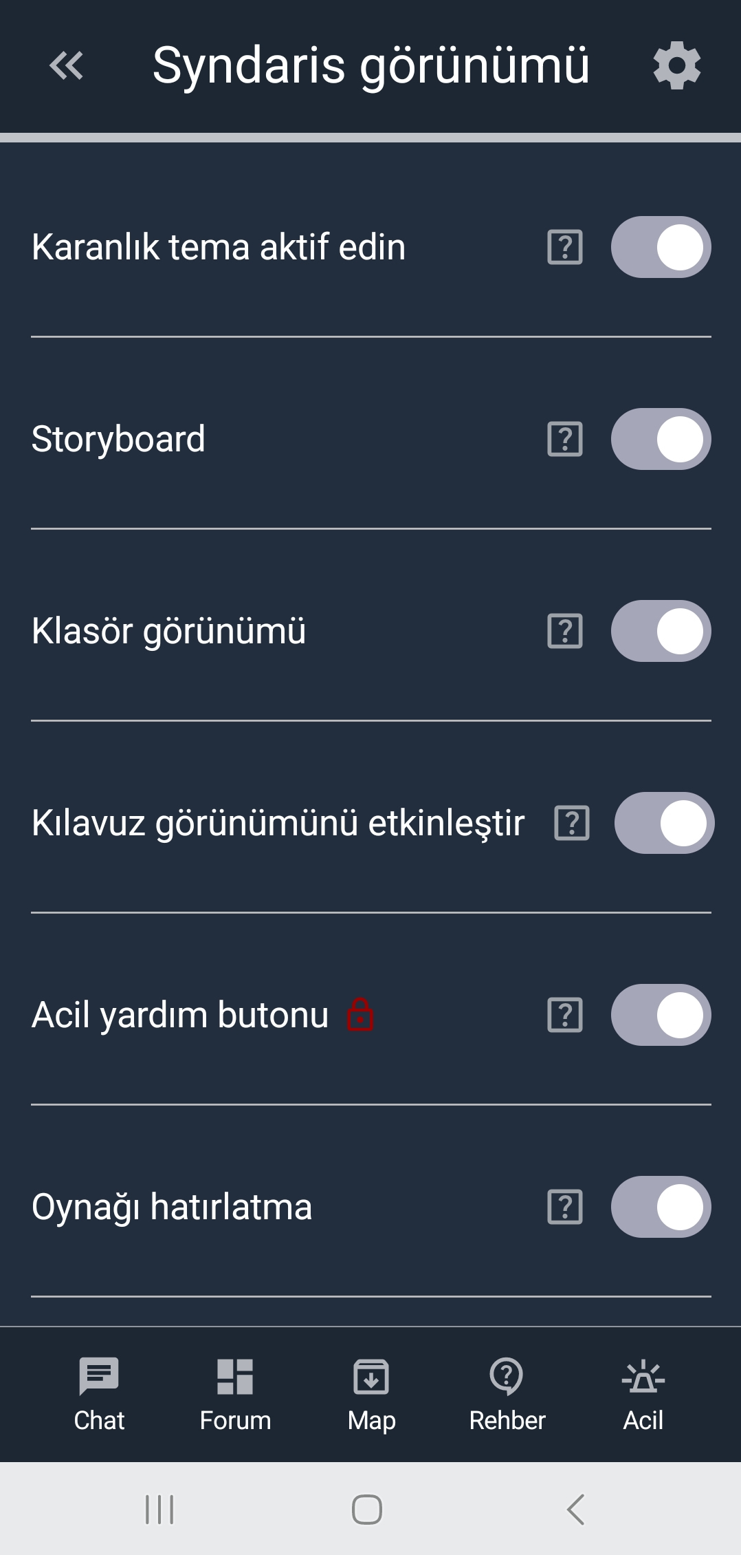 Syndaris Görünüm Ayarları